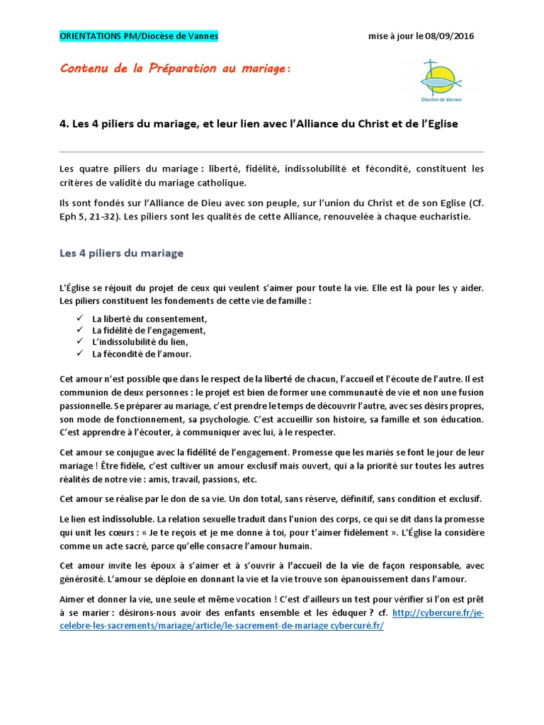 Les 4 piliers du mariage chrétien | PDF | Mariage | Amour
