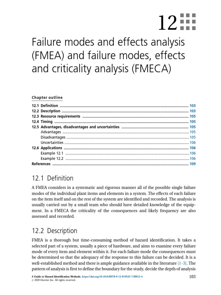 Failure Modes and Effects Analysis (FMEA) and Failure Modes, Effects