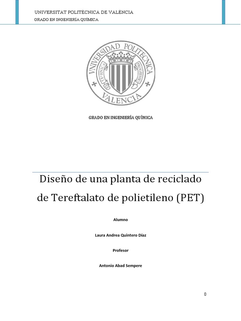 Diseño de Planta de Reciclaje de PET | PDF | Residuos | El plastico