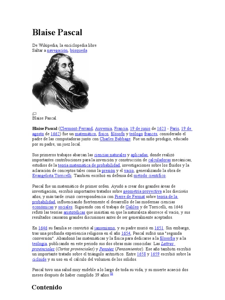Blaise Pascal Science Ciencia Filosofica