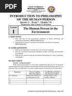 Introduction To Philosophy of The Human Person: Quarter 1 - Week 7 - Module 7-8: Lesson