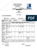 Draft Table of Specification