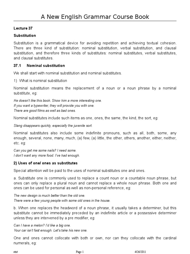 37Lecture 37 Substitution English Grammar Clause