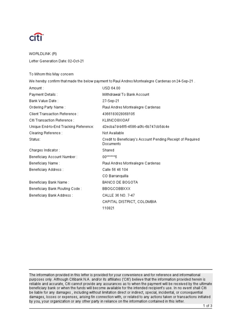 Proof of Payment | PDF | Citigroup | Banks