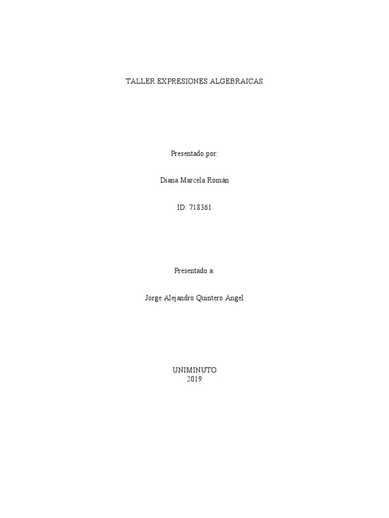 Taller de Expresiones Algebraicas | PDF | Álgebra | Números