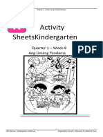 Activity Sheetskindergarten: Quarter 1 - Week 8
