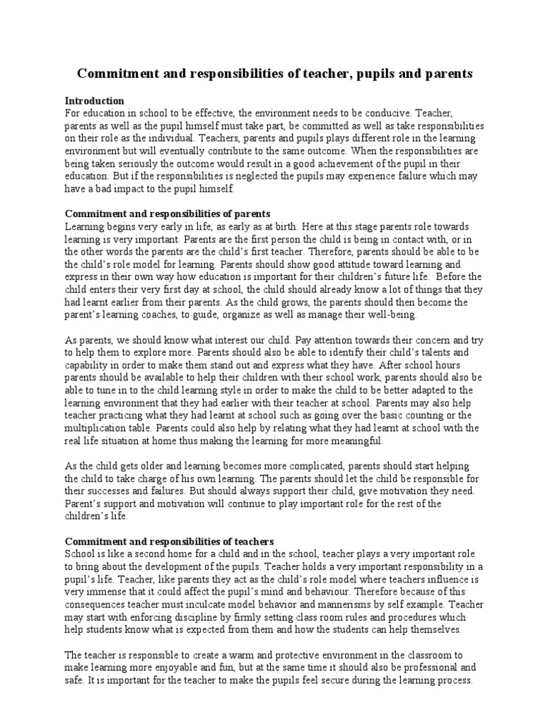 Roles in Education: Teachers, Parents, Pupils | PDF | Teachers | Motivation