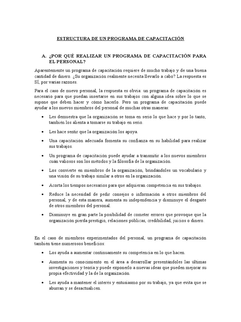 Estructura de un Programa de Capacitación | PDF | Hemisferio cerebral ...