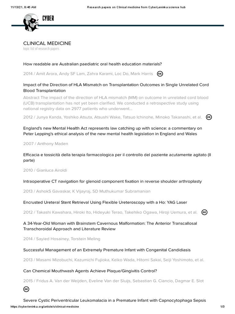 Research Papers On Clinical Medicine From CyberLeninka Science Hub ...