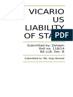 Vicario US Liability of State: Submitted By: Zaheen Roll No: 118/14 Ba LLB, Sec: B