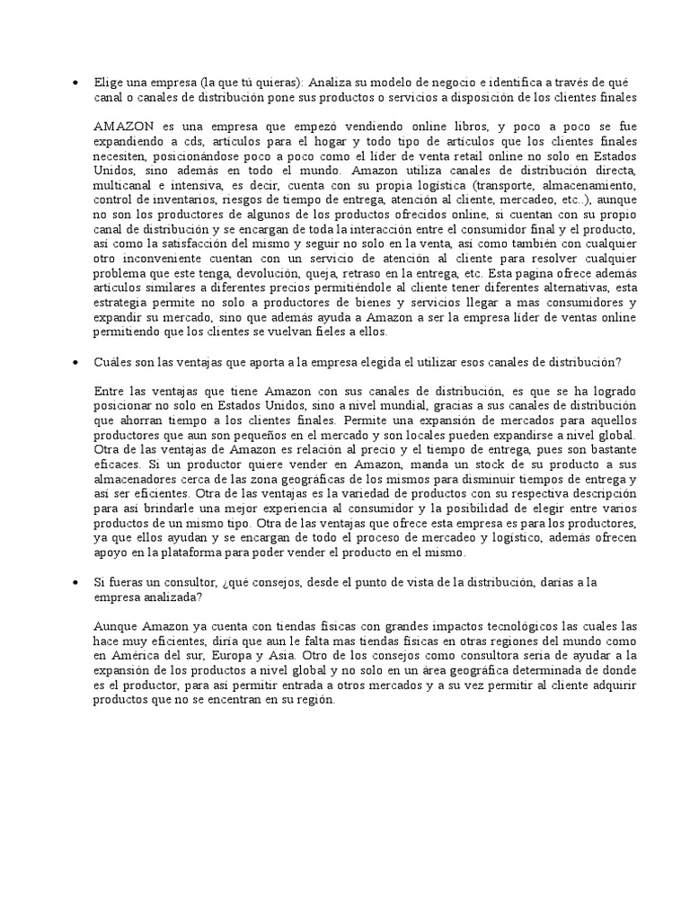 Caso Canales de Distribucion PDF Marketing Mercado (economía)