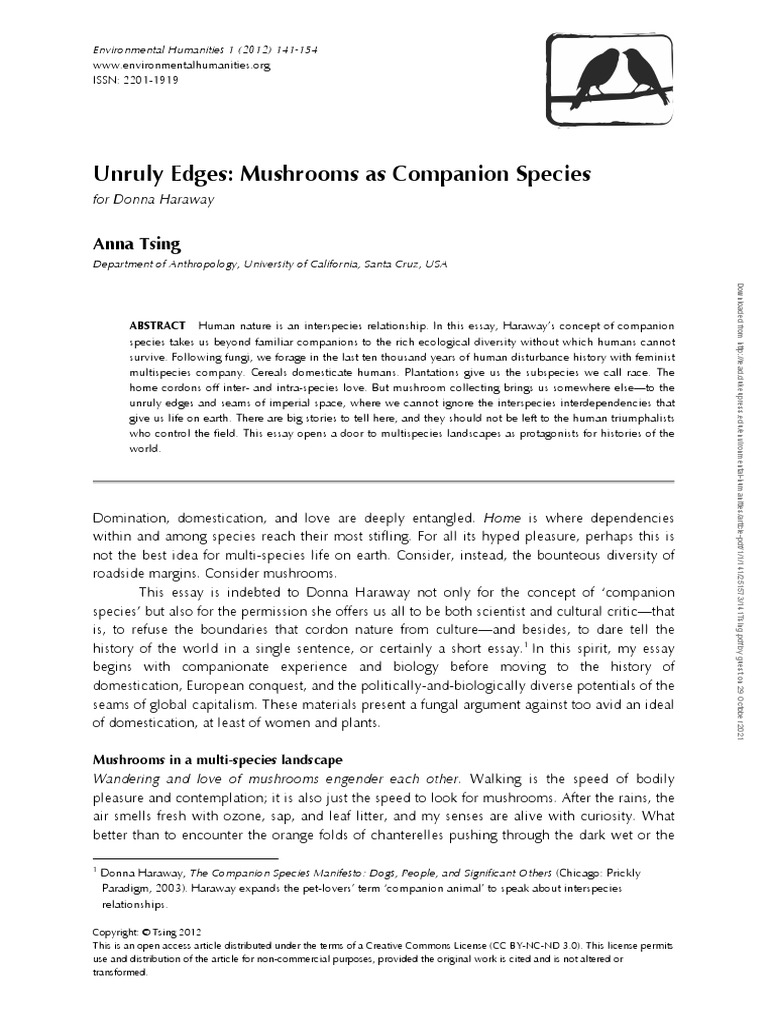 Unruly Edges Mushrooms As Companion Species Anna Tsing Download
