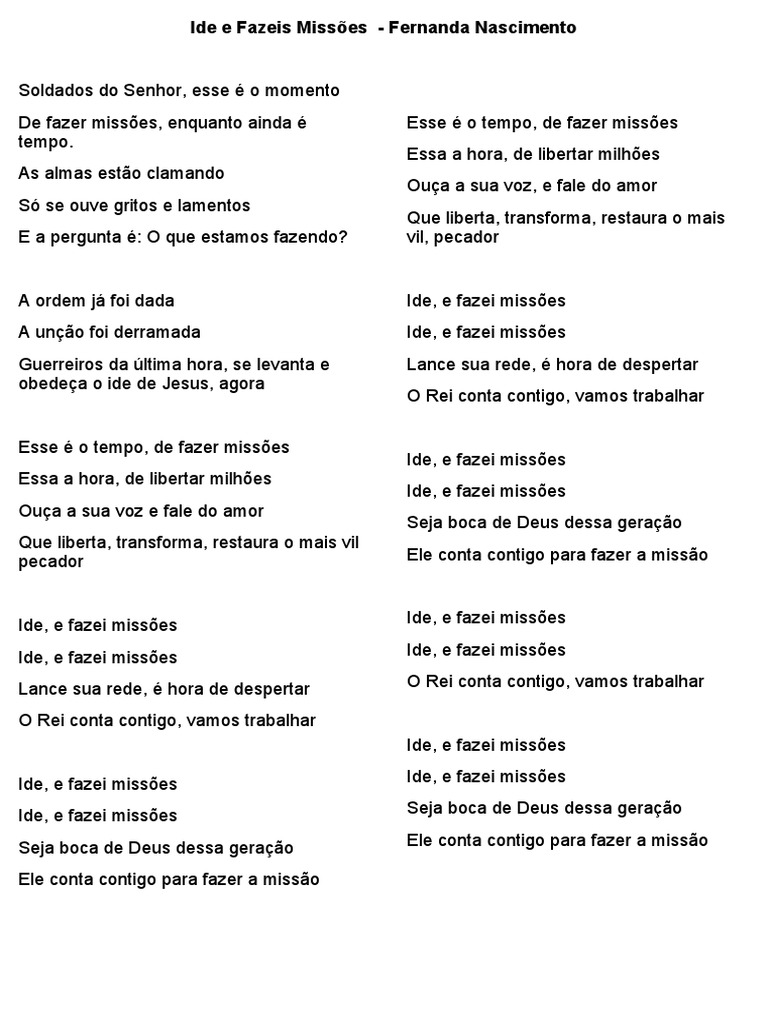 Ide e Fazei Missões - Fernanda Nascimento | PDF | Artes Linguísticas e ...