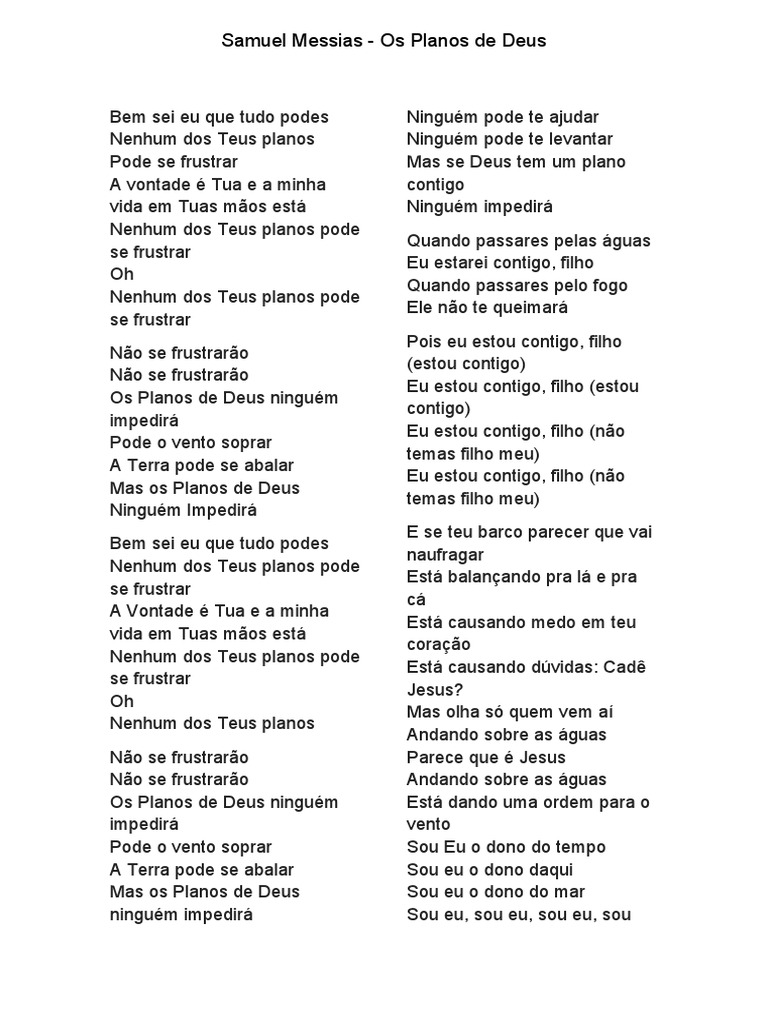 Samuel Messias Os Planos De Deus Pdf