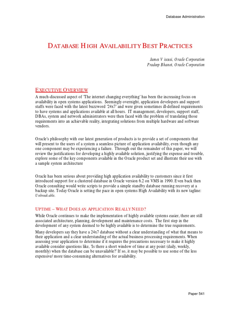 Database High - Availability.best - Practices | PDF | Backup | Computer ...