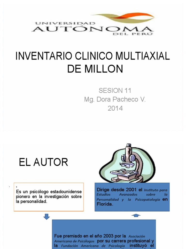 Inventario Clinico Multiaxial de Millon PDF Campos relacionados con la psiquiatría Sicología