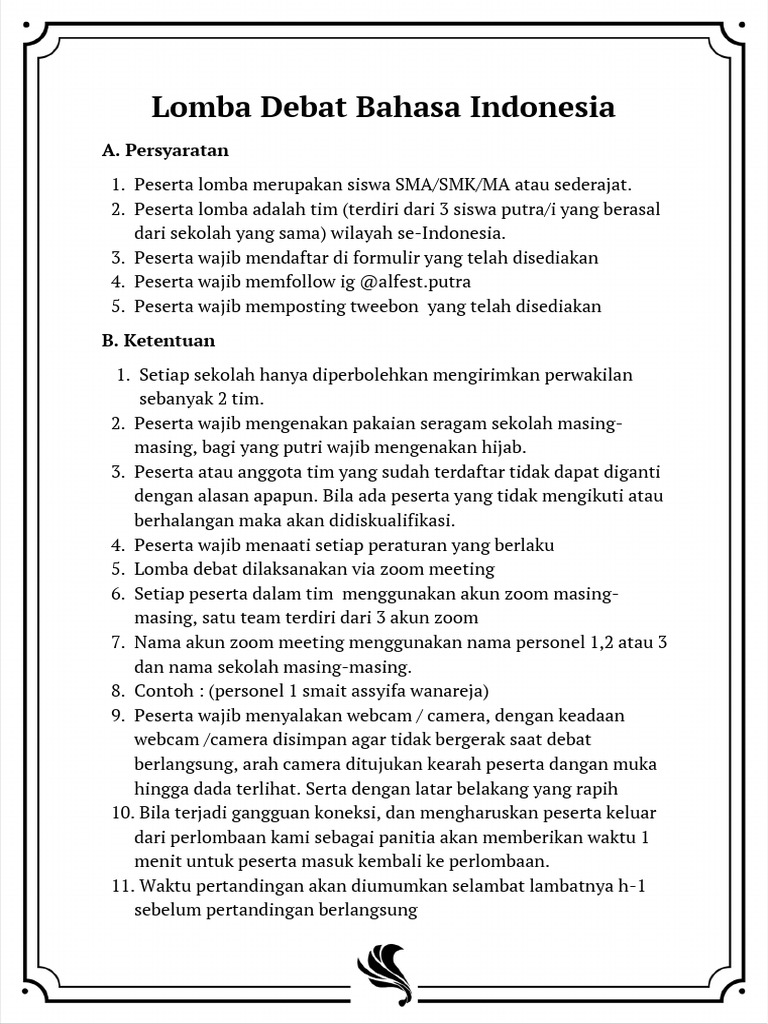 Peraturan Lomba Debat Bahasa Indonesia Secara Online Pdf