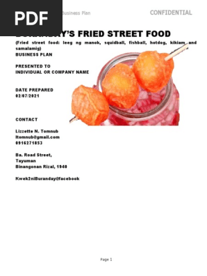 Street food business plan 