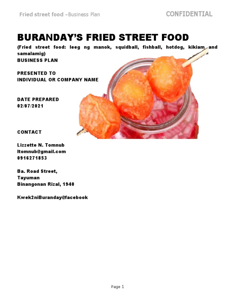 Street Food Business Plan | PDF | Foods | Income Statement