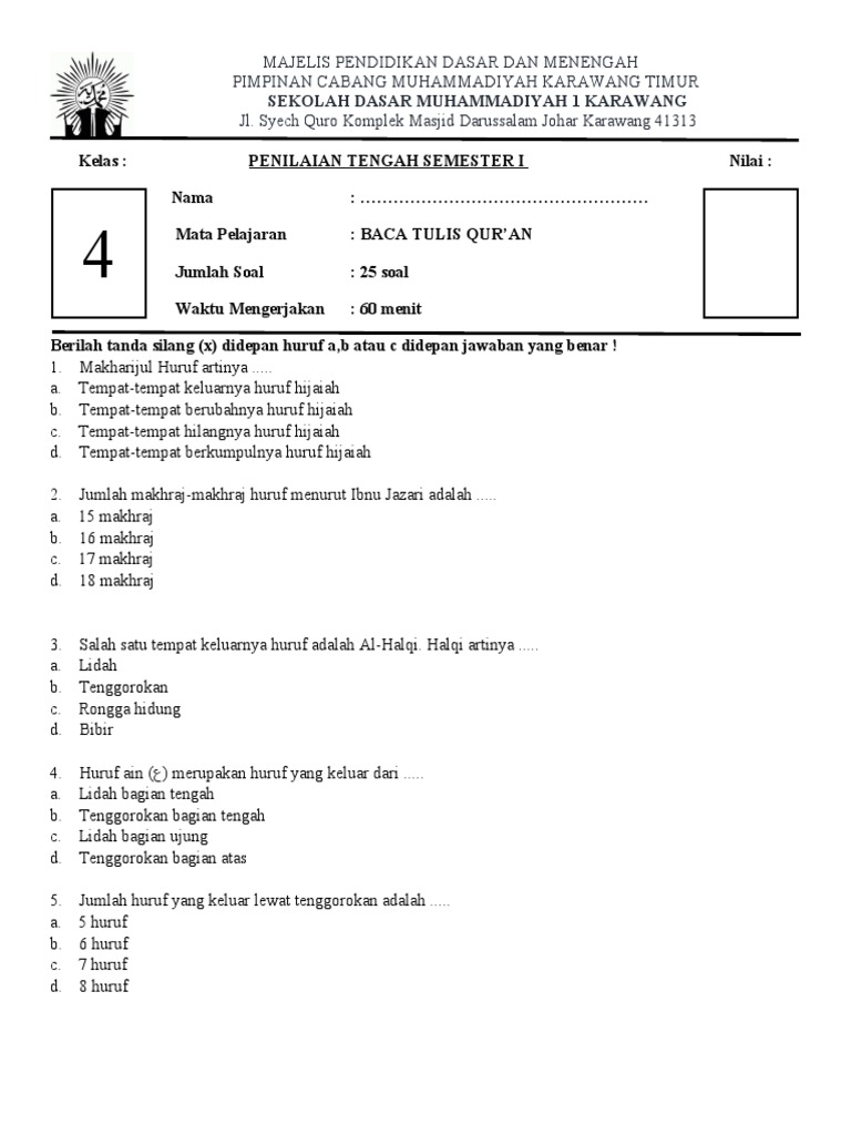 Pts 1 Btq Kelas 4 Pdf