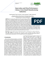 Investment, Innovation and Firm Performance: Empirical Evidence From Small Manufacturing Industries