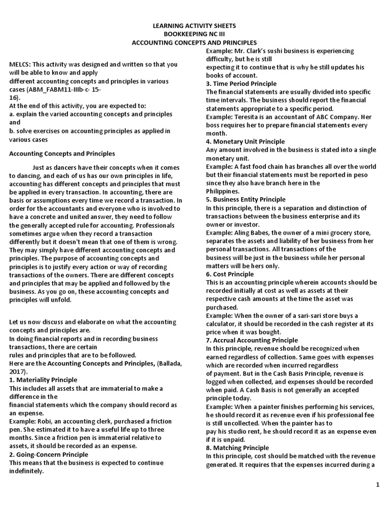 Accounting Concepts and Principles Explained | PDF | Accounting | Revenue