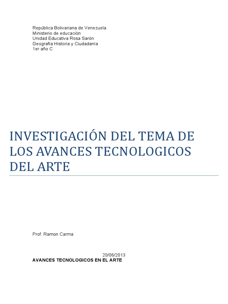 Avances Tecnológicos en el Arte Actual | PDF | Ciencia, Tecnología ...