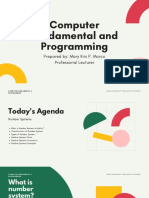 Computer Fundamental and Programming: Prepared By: Mary Kris P. Morco Professorial Lecturer