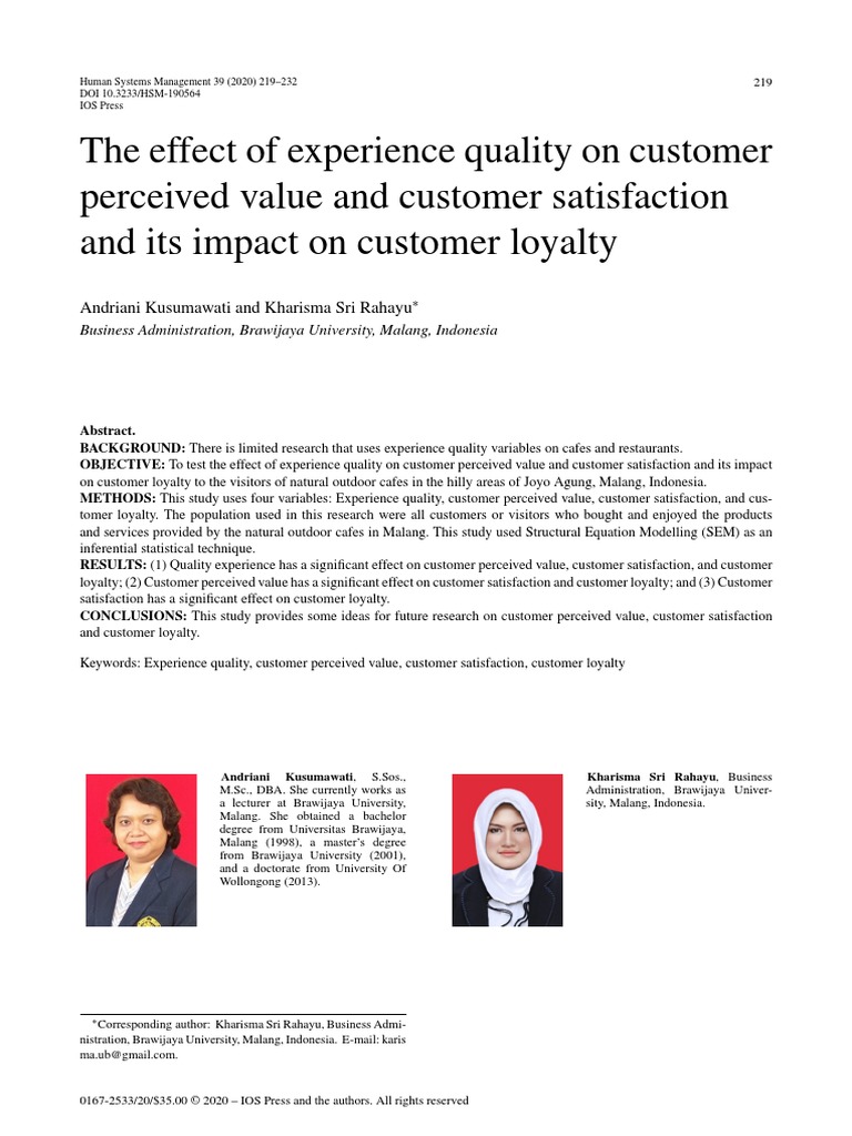The Effect of Experience Quality On Customer Perceived Value and ...