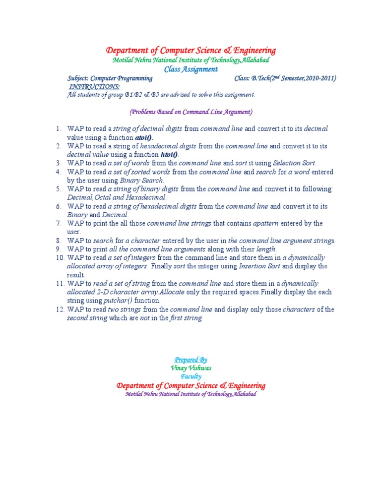 Command Line Programming Assignments | PDF