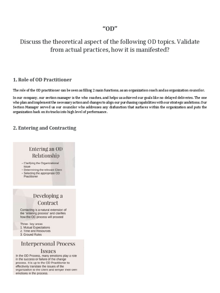 OD Practitioner Roles and Interventions | PDF | Organization ...
