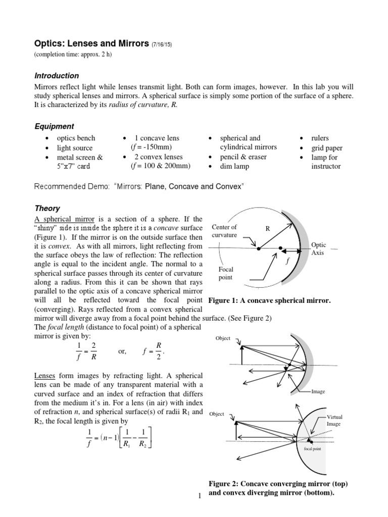 Exploring Image Formation with Lenses and Mirrors A HandsOn