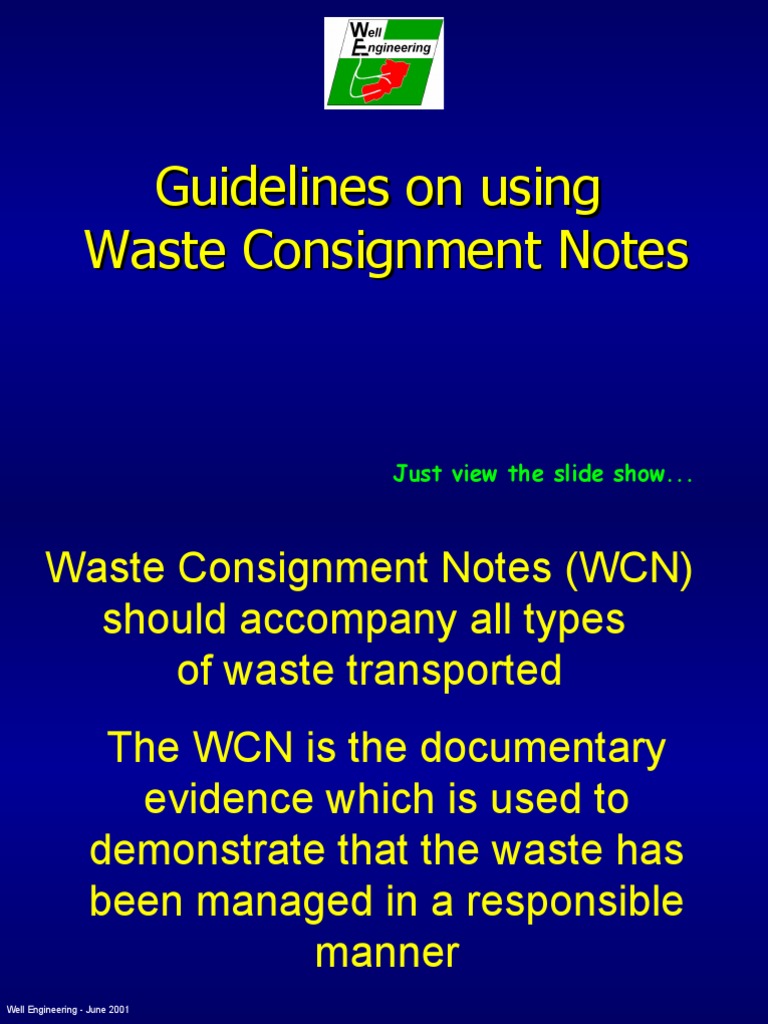 Guidelines On Using Waste Consignment Notes PDF Waste Hazardous Waste