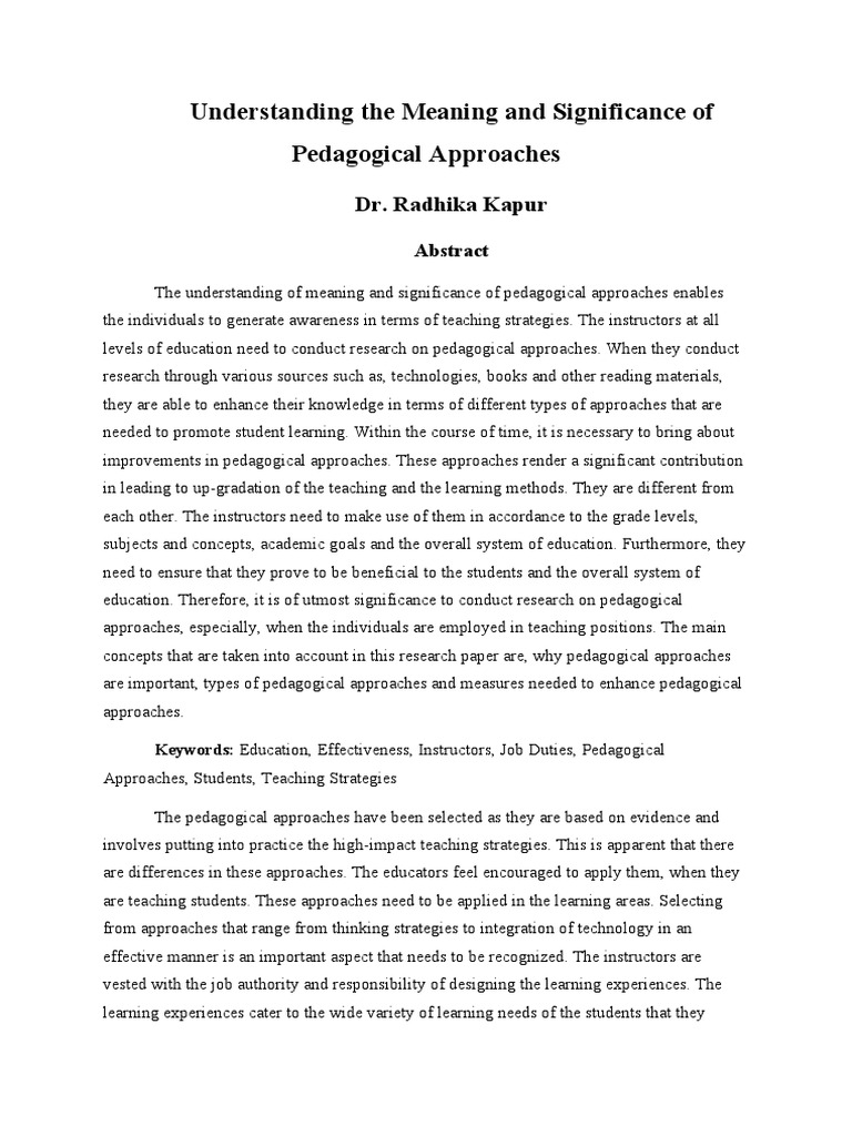 Pedagogical Approaches for Educators | PDF | Pedagogy | Differentiated ...
