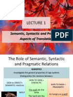 Semantic, Syntactic and Pragmatic Aspects of Translation