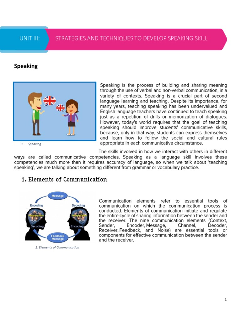 Strategies and Techniques to Develop Speaking Skill | PDF ...