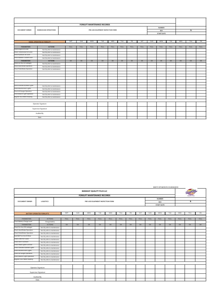 Forklift Check Book PDF Land Vehicles Transportation Engineering