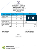 Table of Specifications MAPEH 7