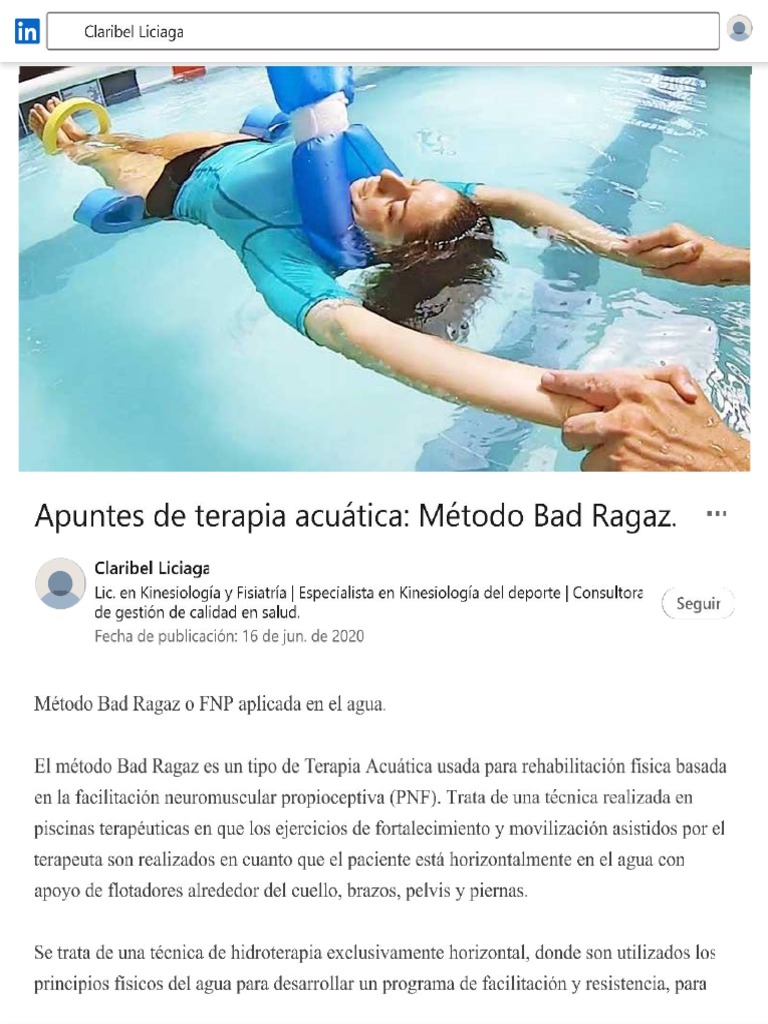 Apuntes de Terapia Acuática - Método Bad Ragaz. | PDF