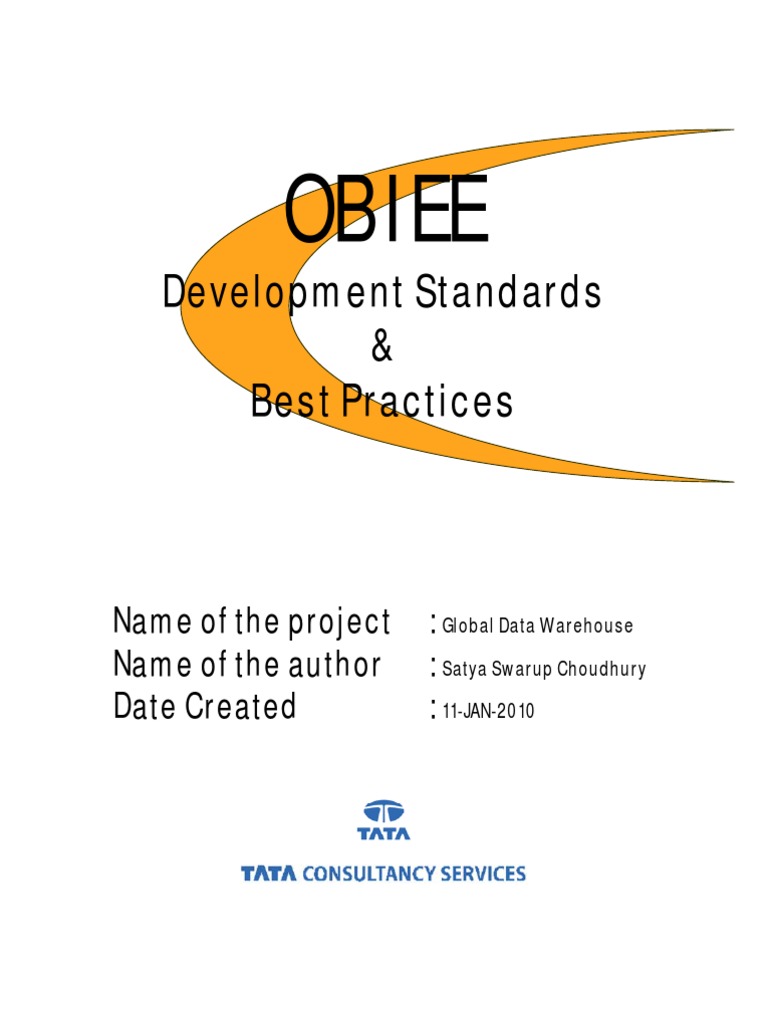 OBIEE Standards and Best Practices PDF Database Index Databases