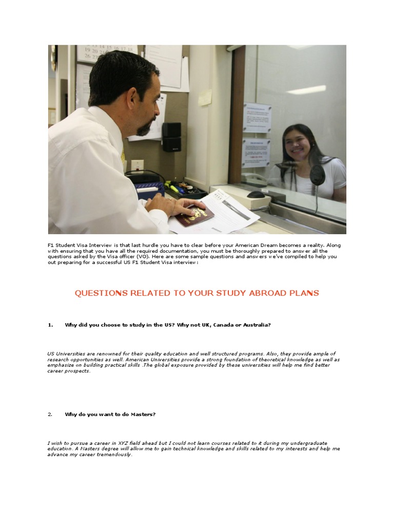 F1 Visa Interview Guide for MBA Students | PDF | Graduate Record ...