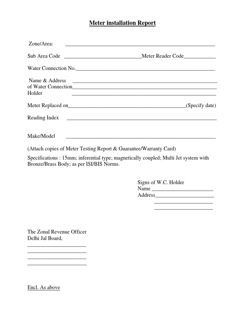 Meter Installation Report | PDF