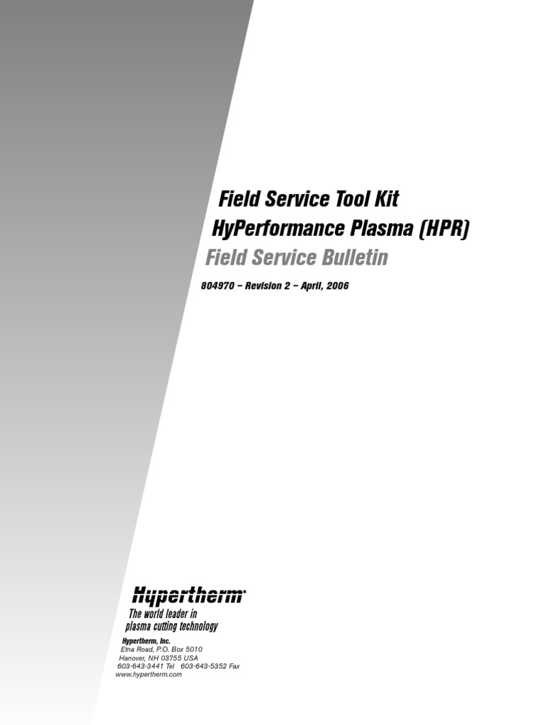 Field Service Tool Kit Hyperformance Plasma (HPR) | PDF | Usb | Relay