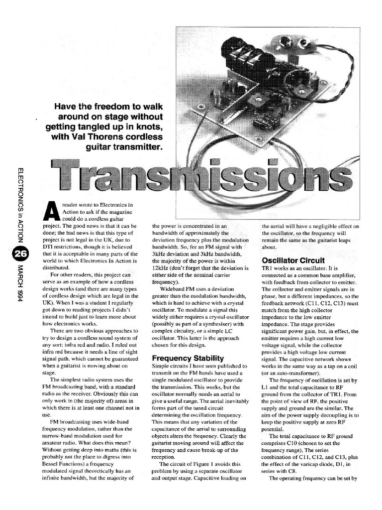 Wireless Guitar System PDF Electronic Circuits