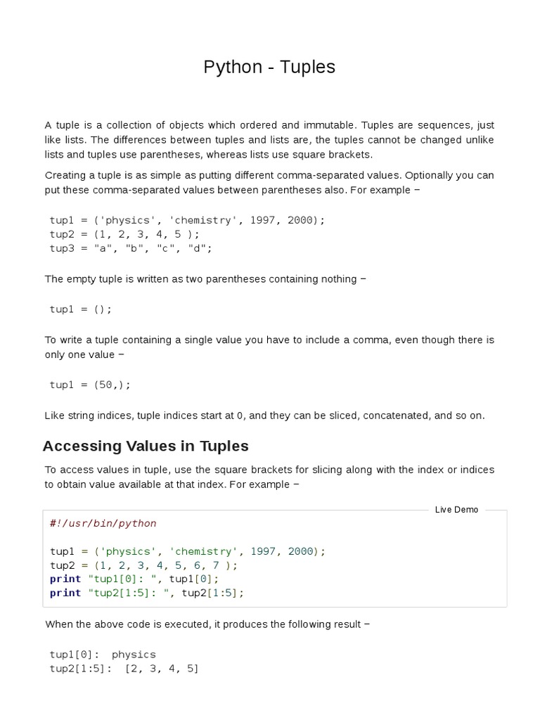 Python - Tuples | PDF | Bracket | String (Computer Science)