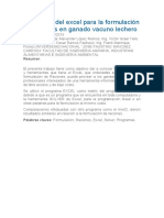 Aplicación Del Excel para La Formulación de Raciones en Ganado Vacuno Lechero