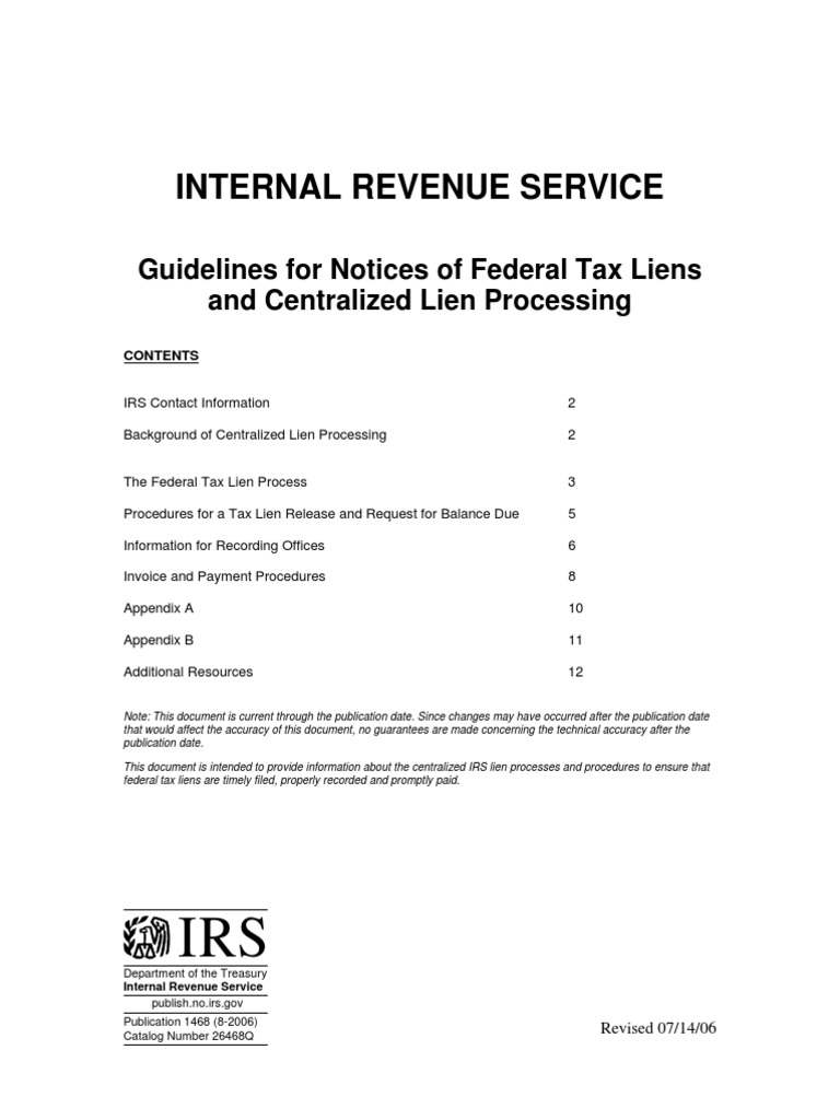 IRS Federal Tax Lien Guidelines | PDF | Tax Lien | Internal Revenue Service