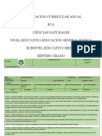 Planificación curricular anual de Ciencias Naturales para séptimo grado