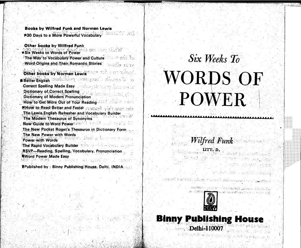 Six Weeks To Words of Power-Wilfredfunk | PDF