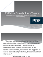 LESSON 11: Stakeholders Theory:: A Comprehensive Approach To Corporate Social Responsibility